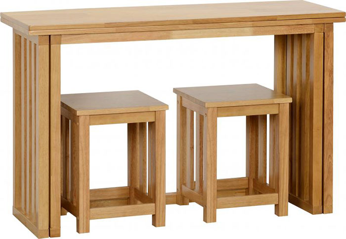Richmond Foldaway Dining Set in Oak Varnish (2 Stools)